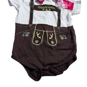 Brown and White Kids lederhosen Bodysuit